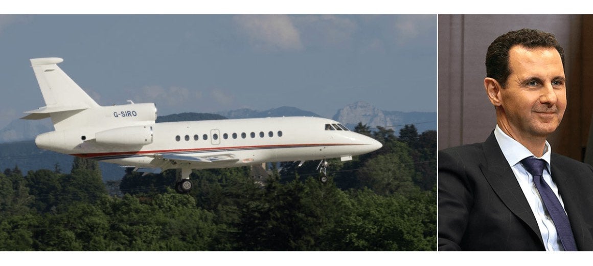Bashar al-Assad featured alongside his private aircraft
