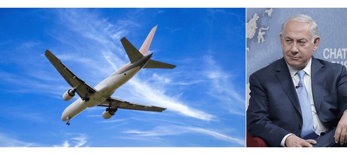 Benjamin Netanyahu featured alongside his private aircraft
