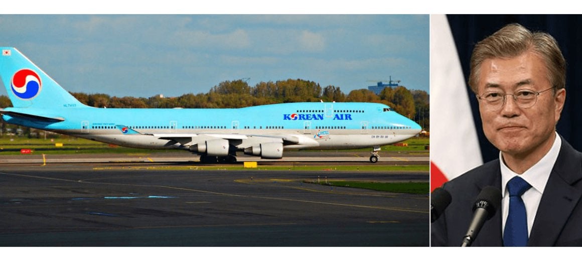 Moon Jae-in featured alongside his private aircraft