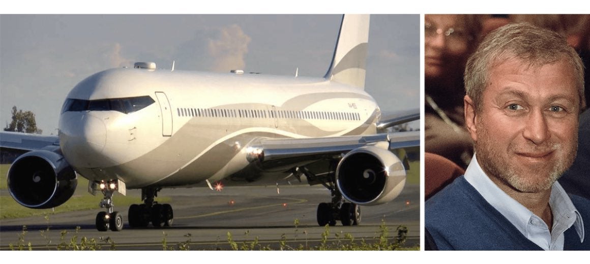Roman Abramovich featured alongside his private aircraft