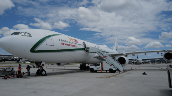 A Def Crue branded aircraft